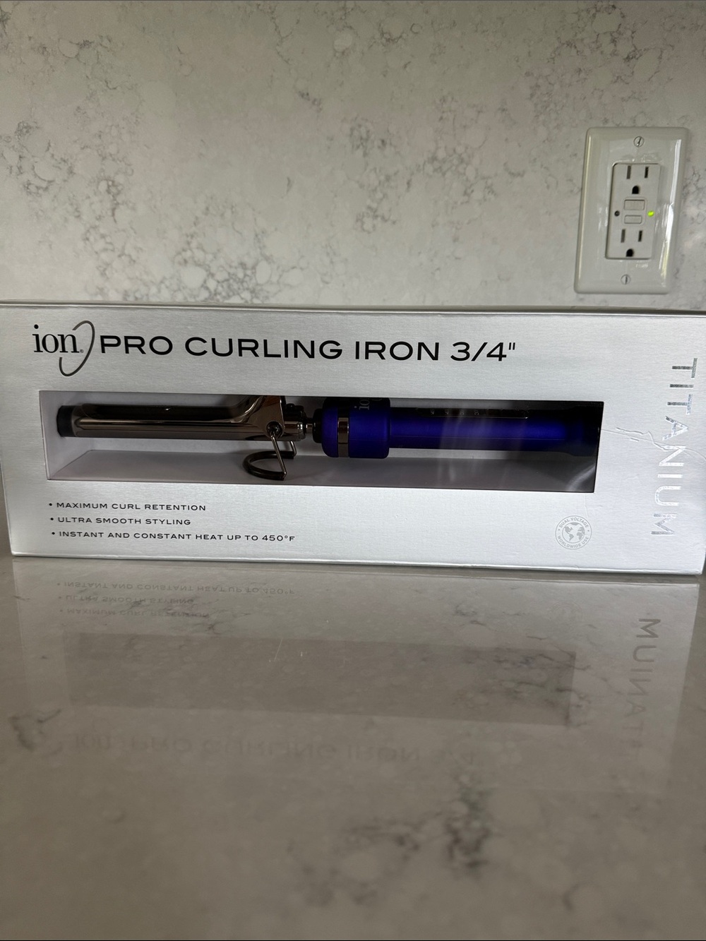 ion PRO 3/4" Titanium Curling Iron - Blue Handle- never taken out of box.